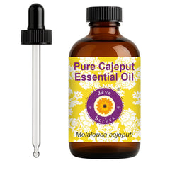 Amber glass bottle with glass dropper containing Cajeput Essential Oil (Melaleuca cajeputi) - 120ml