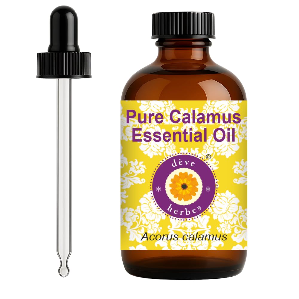Calamus Essential Oil 120ml in amber glass bottle with glass dropper by Deve Herbes