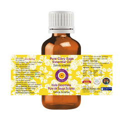 Close-up of Deve Herbes Clary Sage Essential Oil in amber bottle
