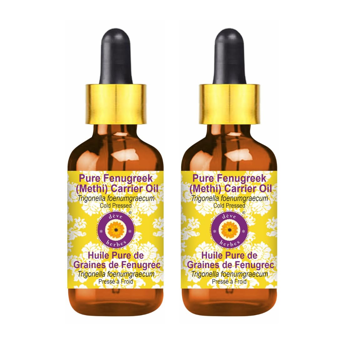 Deve Herbes Pure Fenugreek Oil 100ml with amber glass bottle and dropper