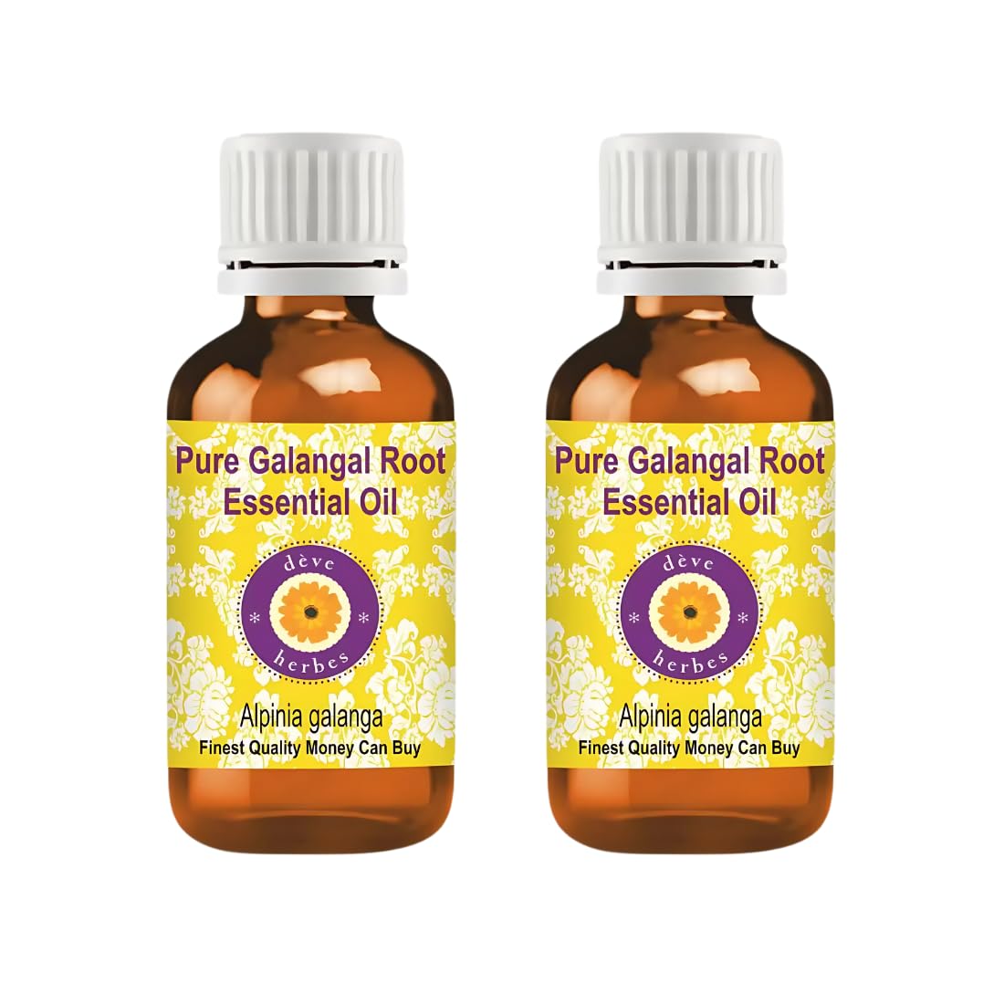 dève herbes Galangal Root Essential Oil in amber glass bottle, 5ml x 2