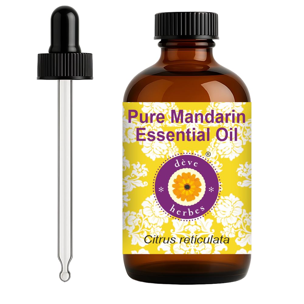 Mandarin Essential Oil 120ml amber glass bottle with glass dropper
