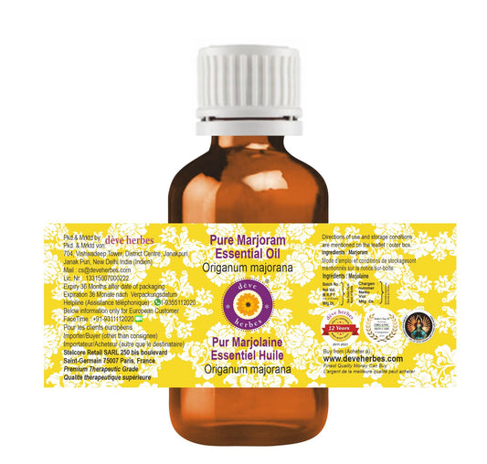 Steam-distilled Marjoram essential oil close-up