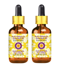Amber glass bottle of d e8ve herbes Olibanum essential oil with two glass droppers.