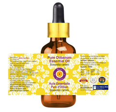 Dropper and amber bottle setup for Olibanum essential oil.