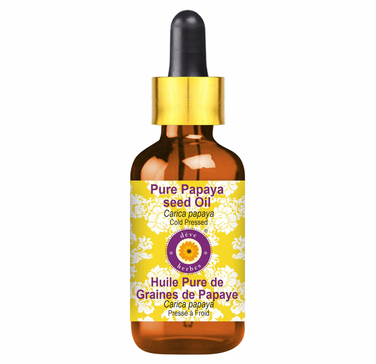 Deve Herbes Papaya Oil 5ml amber glass bottle with glass dropper
