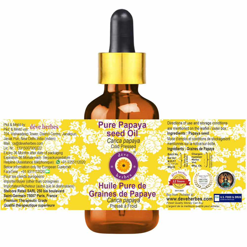 Amber glass bottle close-up for Papaya Oil