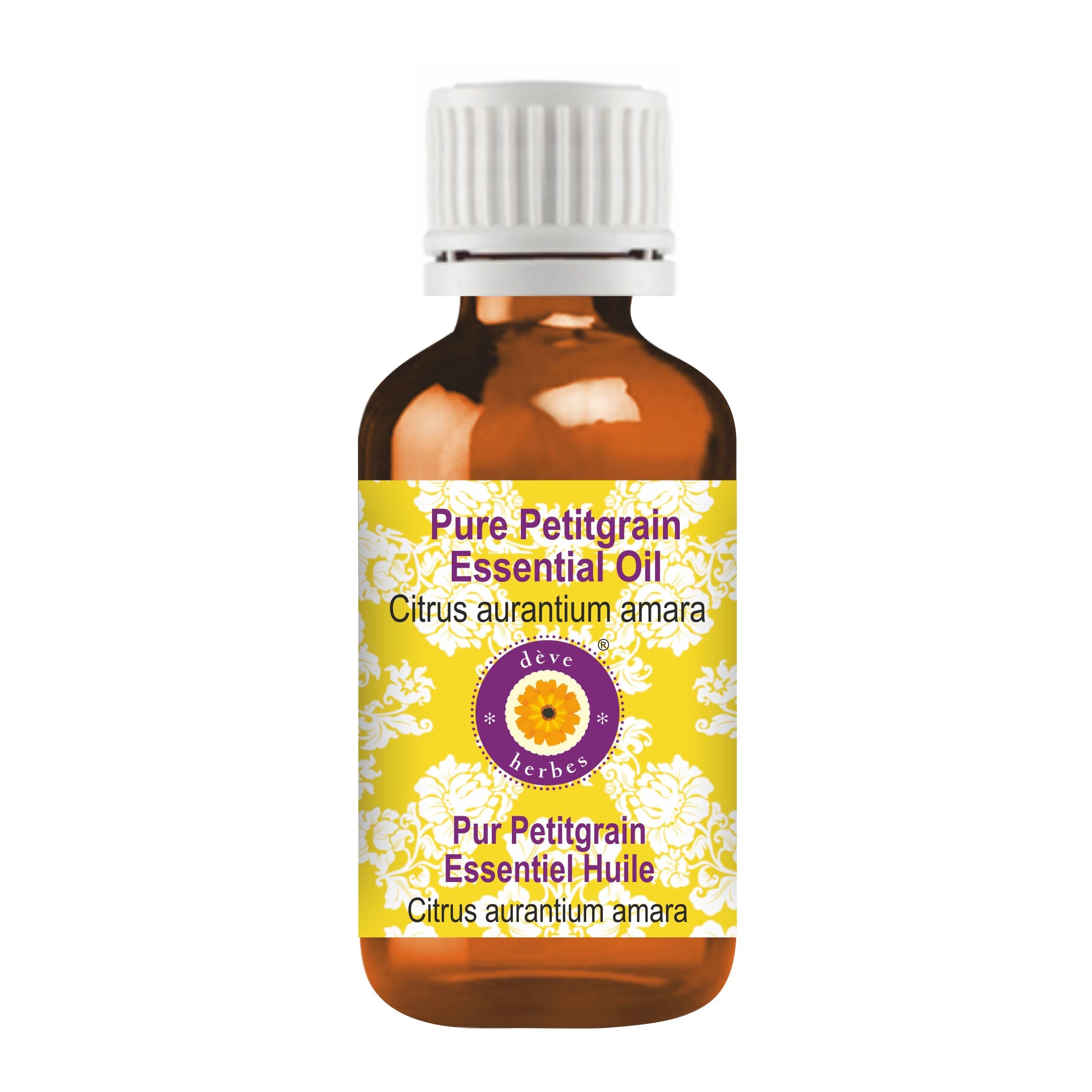 Deve Herbes Petitgrain Essential Oil 10ml amber glass bottle - front view