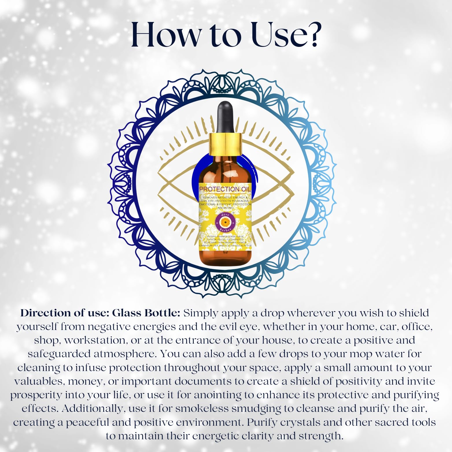 Deve Herbes Protection Oil solar plexus use promotes a personal shield during practice.
