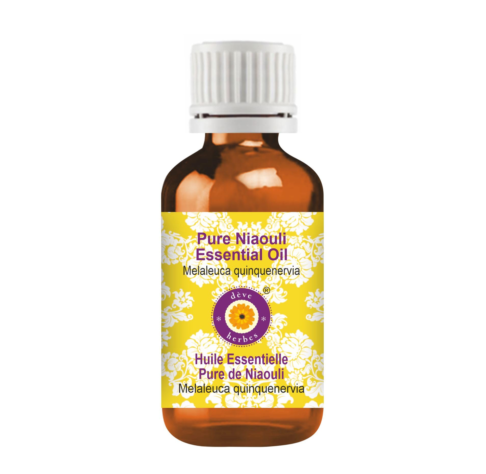 Amber glass bottle of Deve Herbes Niaouli essential oil (100ml)