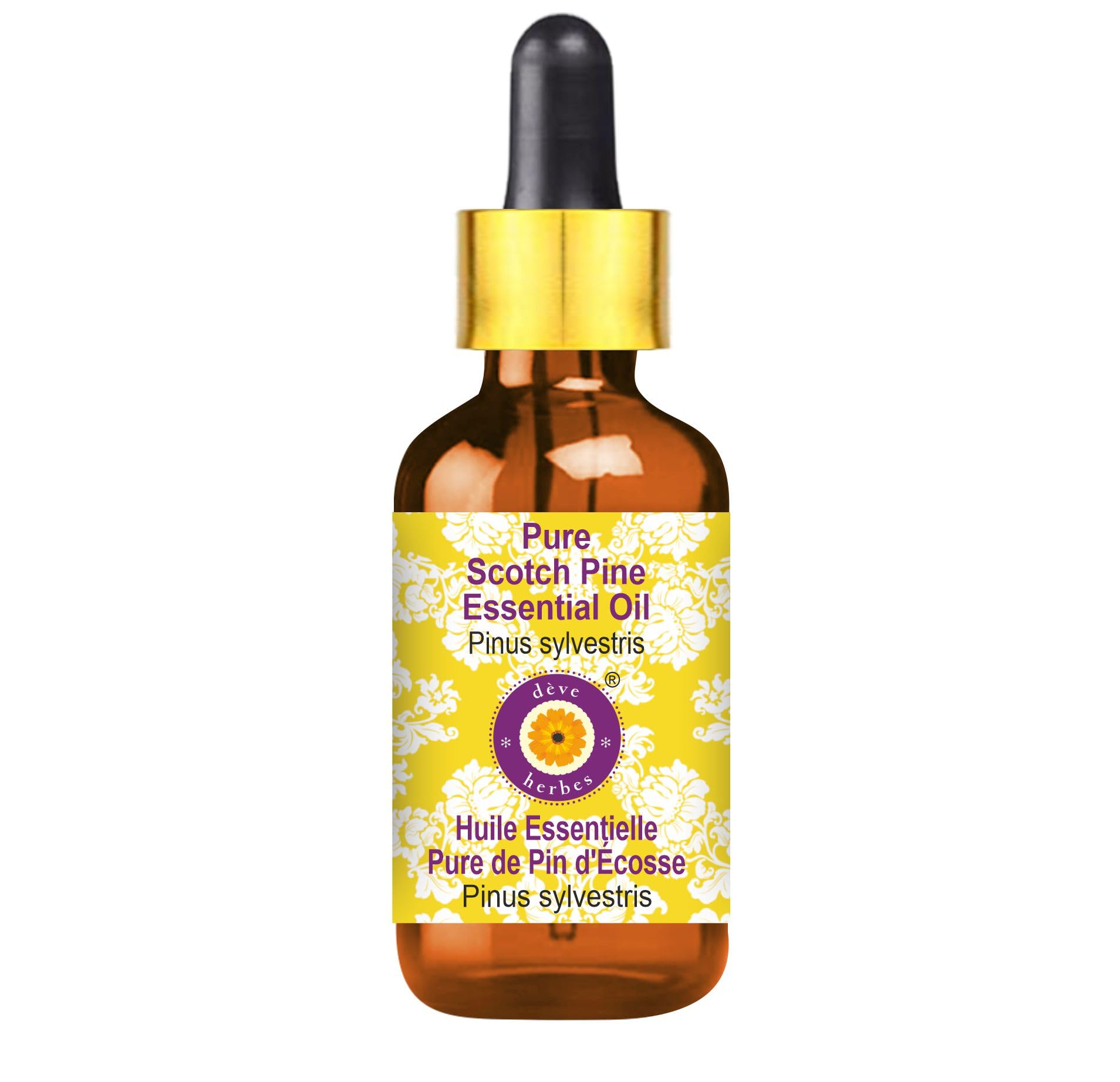 Deve Herbes Pure Scotch Pine Essential Oil in 5ml amber glass bottle with dropper