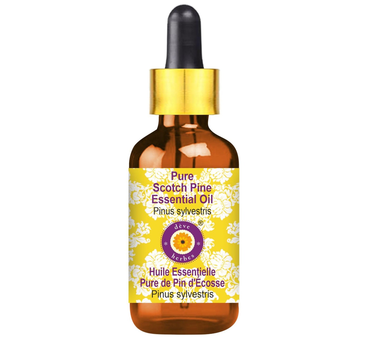 Deve Herbes Pure Scotch Pine Essential Oil in 5ml amber glass bottle with dropper