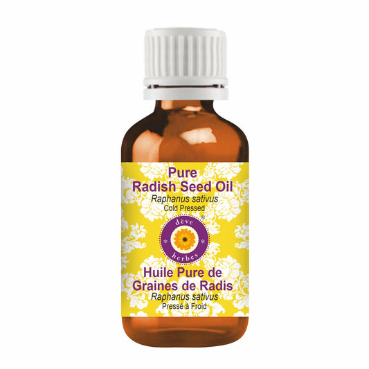 Amber glass bottle containing 30ml Radish Seed Oil