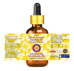 Steam-distilled Satureja hortensis essential oil label