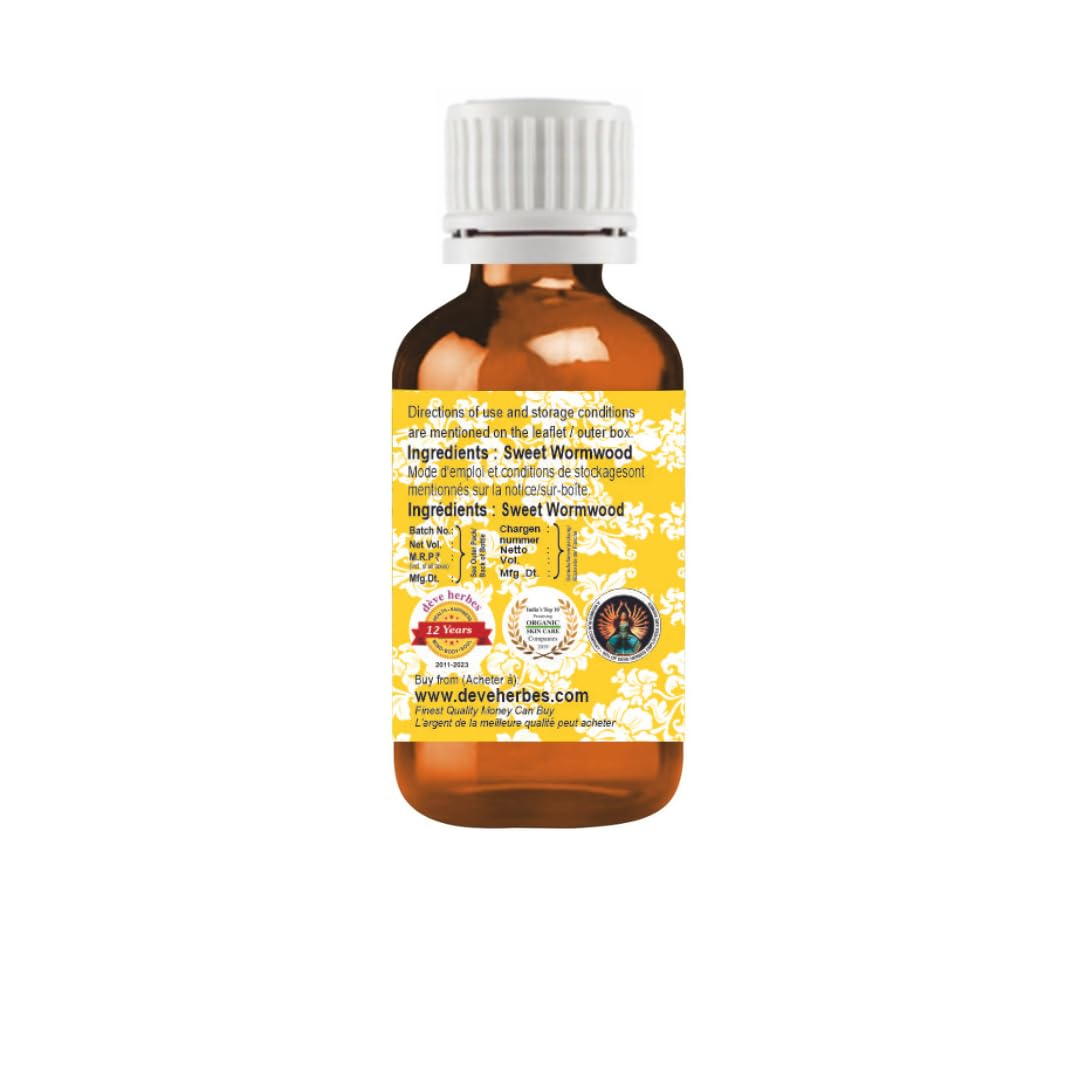 Cap close-up on amber bottle of Sweet Wormwood essential oil