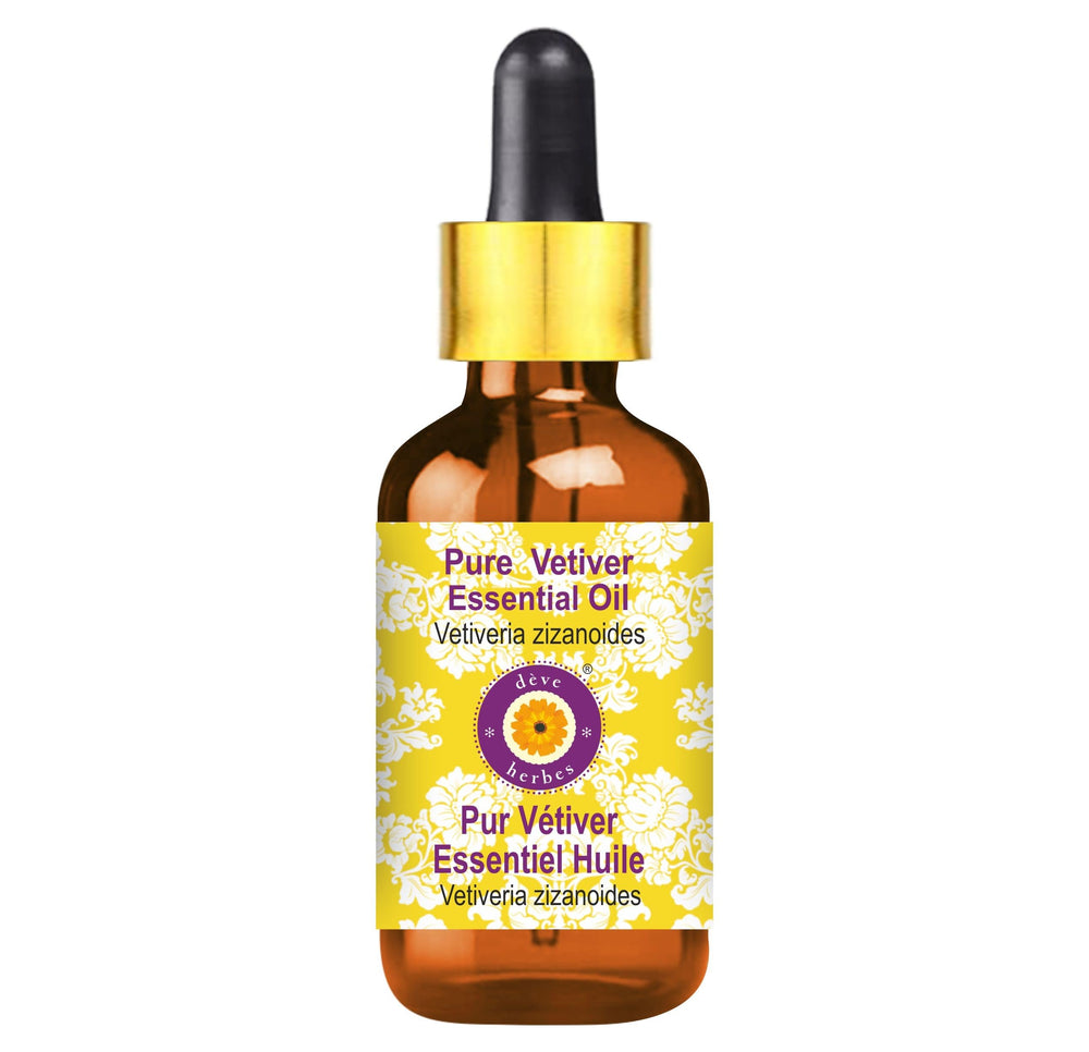 dève herbes Vetiver Essential Oil 5ml amber glass bottle with dropper