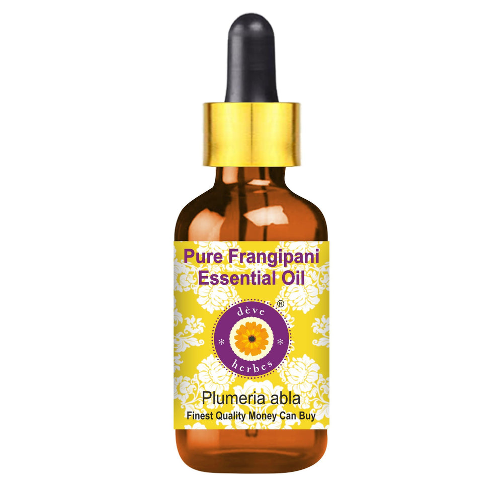 Frangipani Essential Oil 5ml amber glass bottle with dropper – front view