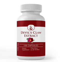 Front label of Devil's Claw Extract capsules bottle