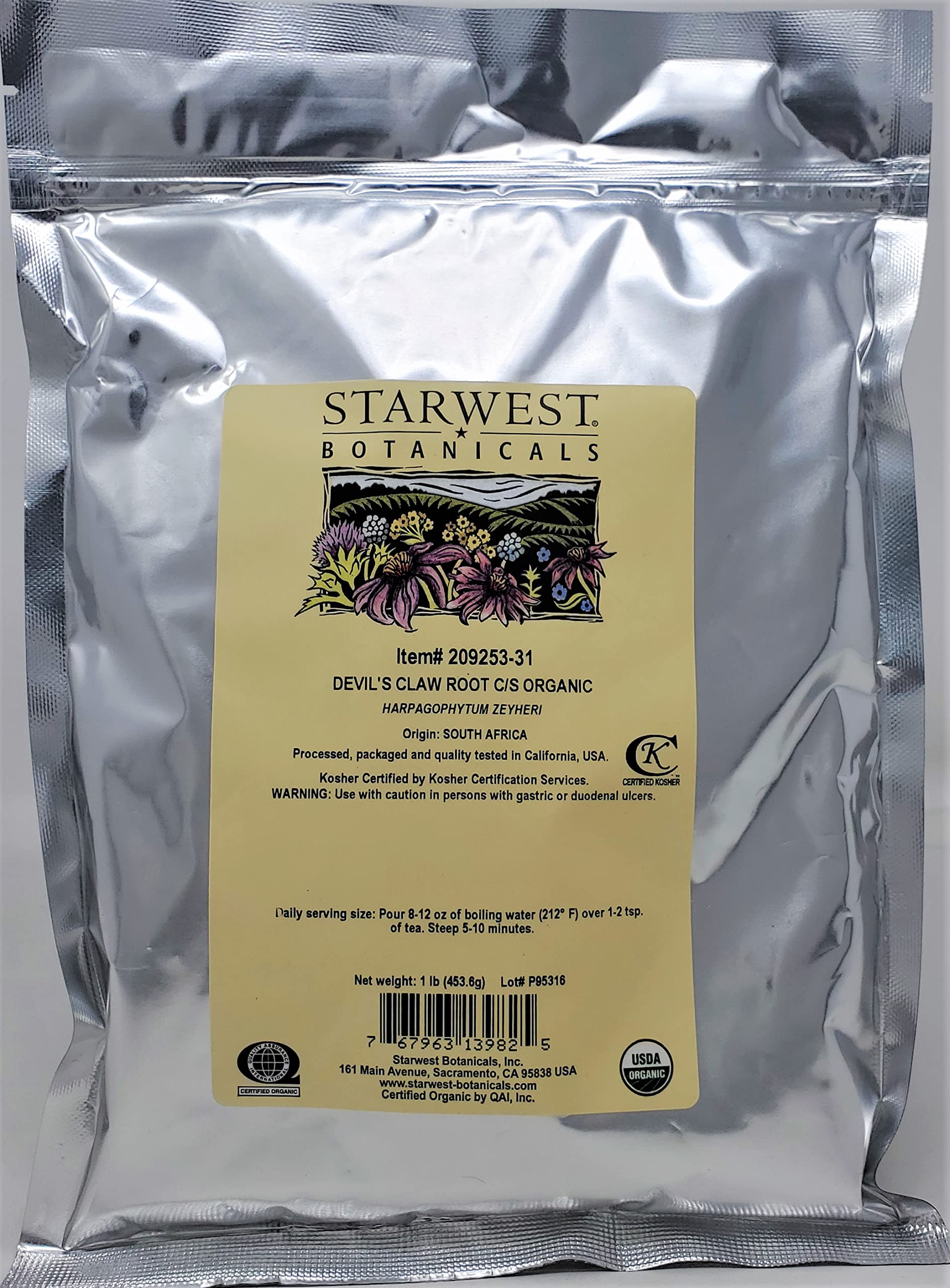 Organic Cut and Sifted Devil's Claw Root - 1 lb - Starwest Botanicals