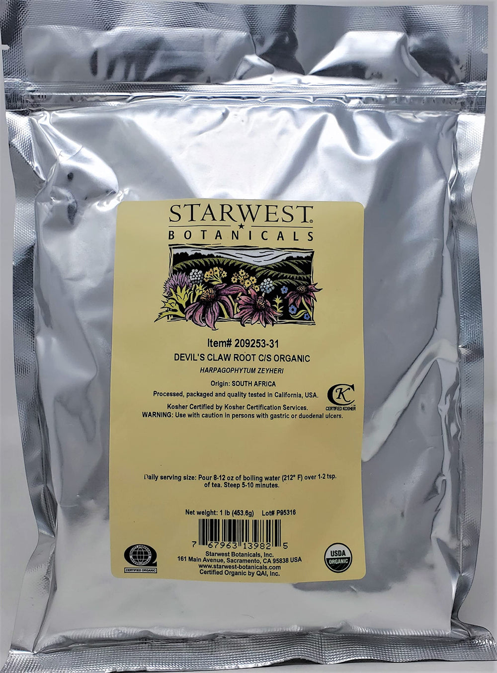 Organic Cut and Sifted Devil's Claw Root - 1 lb - Starwest Botanicals