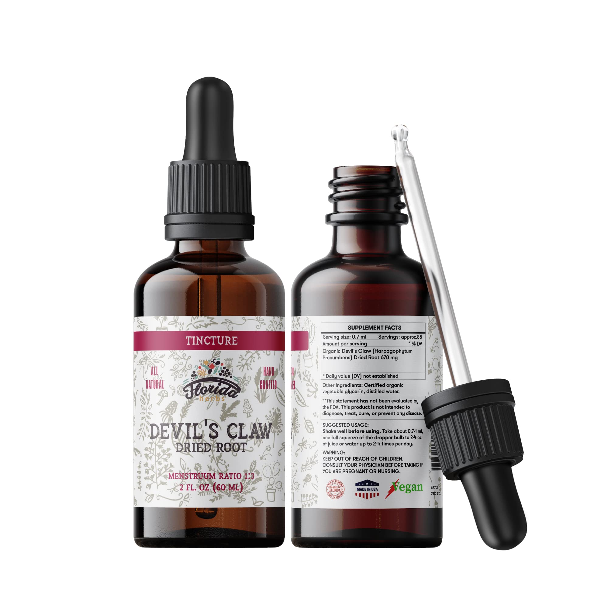 Devil's Claw tincture bottle (alcohol-free, 700 mg, 2 oz)