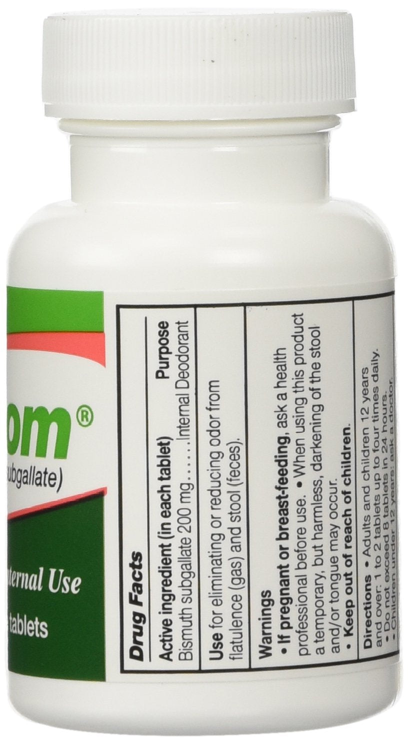 Devrom internal-deodorant tablets bottle close-up highlights chewable convenience.