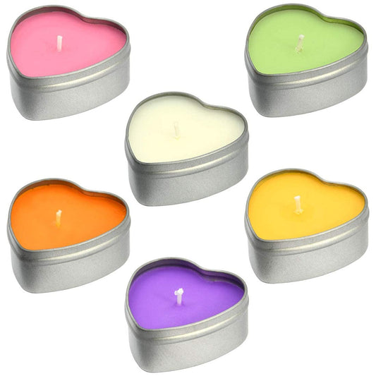 DEYBBY heart-shaped tea light in a silver tin for romantic ambiance.