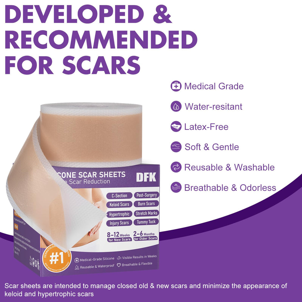 DFK silicone scar sheets easy removal, comfortable daily wear