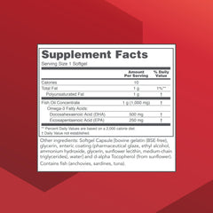 Close-up of DHA-500 EPA-250 softgels