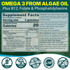 Close-up of label showing 460mg DHA and 230mg EPA per serving