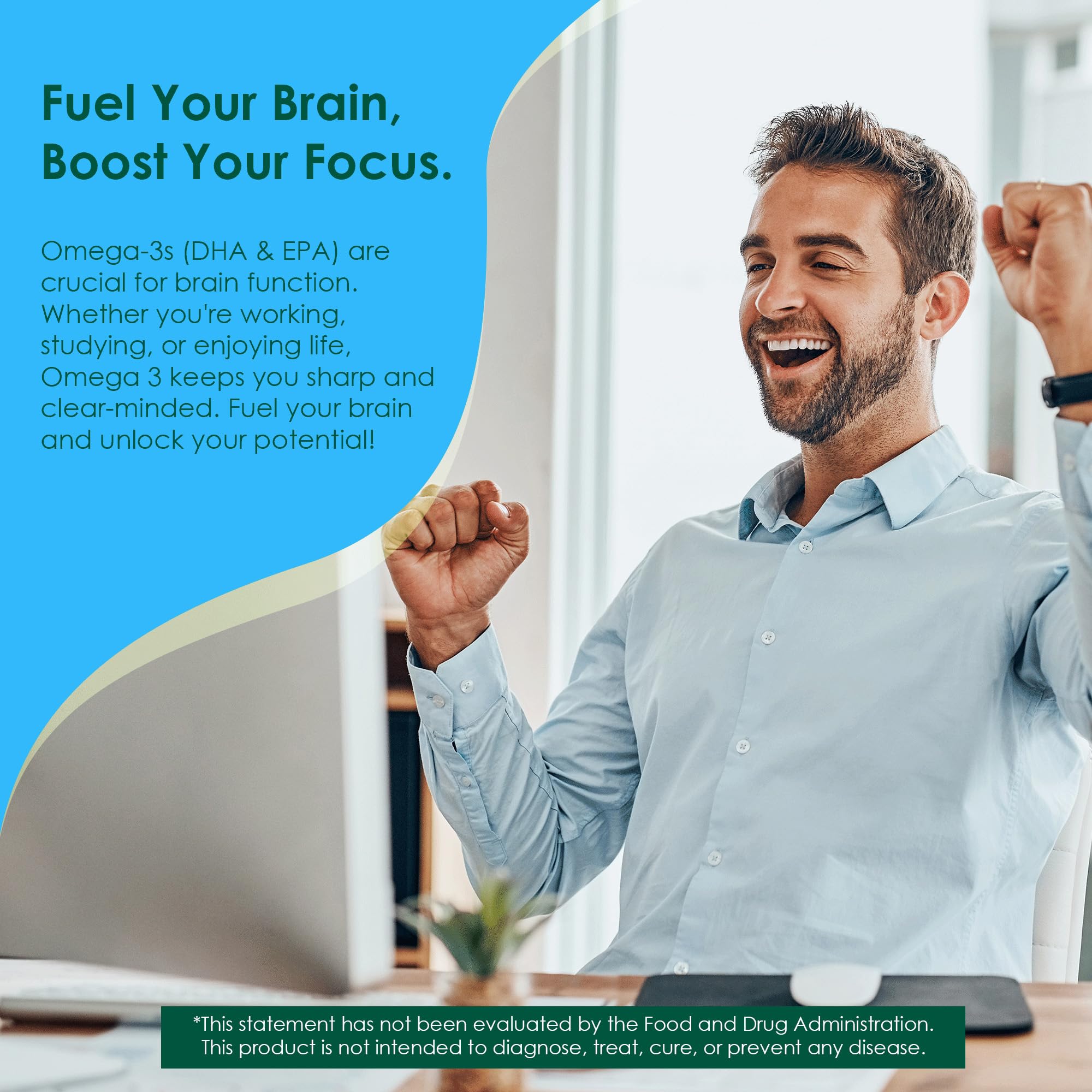 Balanced 2:1 DHA to EPA per serving: 560mg DHA, 280mg EPA