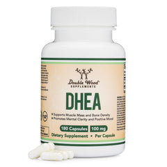 Bottle front view of DHEA 100mg 180-capsule bottle