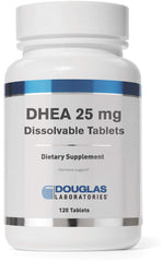 Douglas Laboratories DHEA 25 mg dissolvable tablets bottle on white background