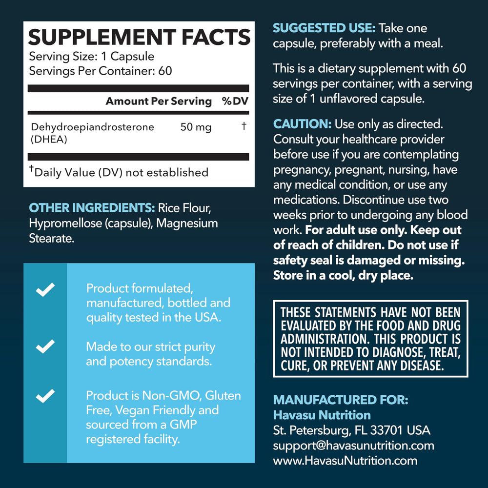 DHEA capsules inside a clear bottle