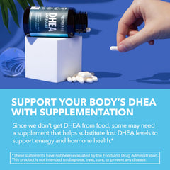 DHEA capsules held in hand for scale