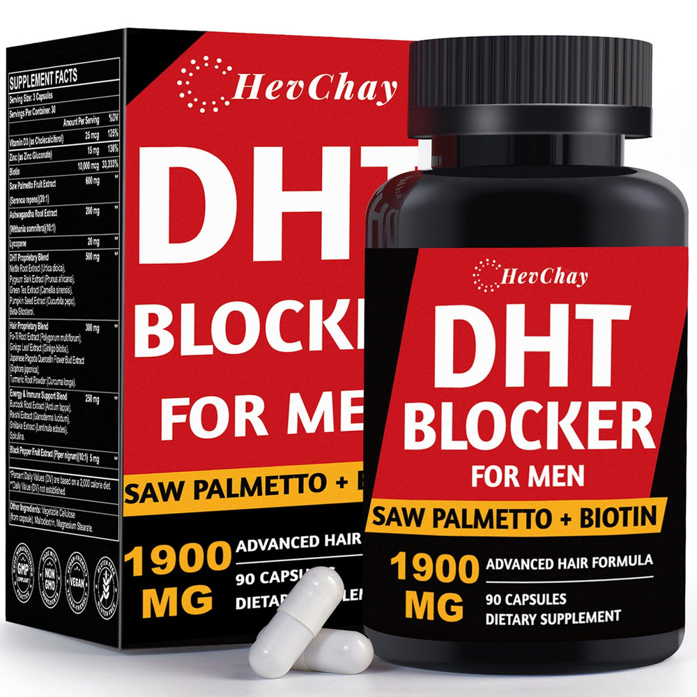 Front view of DHT Blocker for Men bottle and packaging