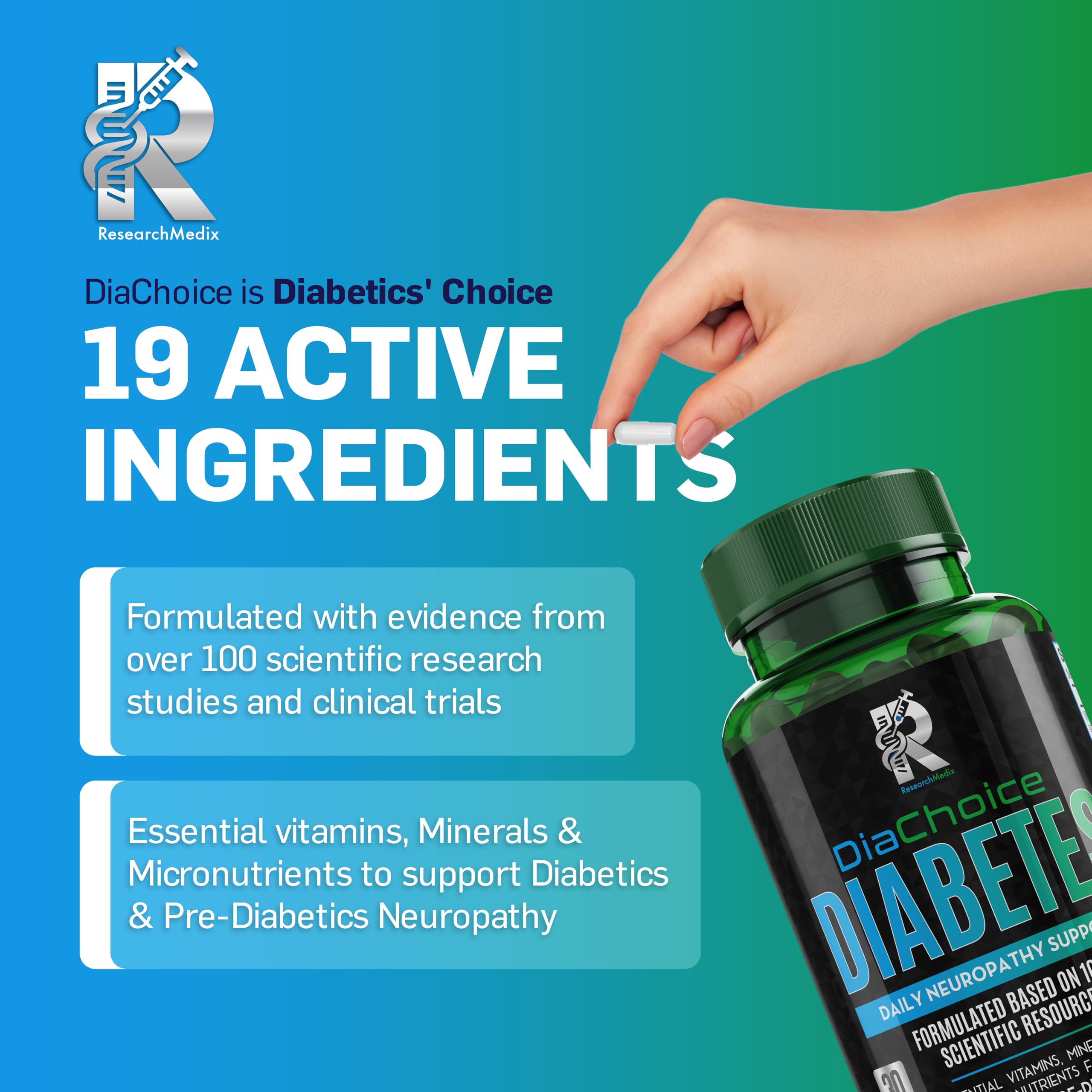 Graphic highlighting DiaChoice's premium ingredients for nerve health