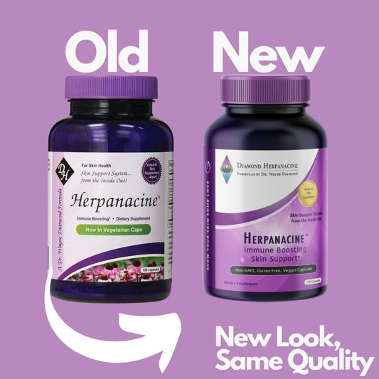 Diamond Herpanacine natural skin health supplement packaging and bottle
