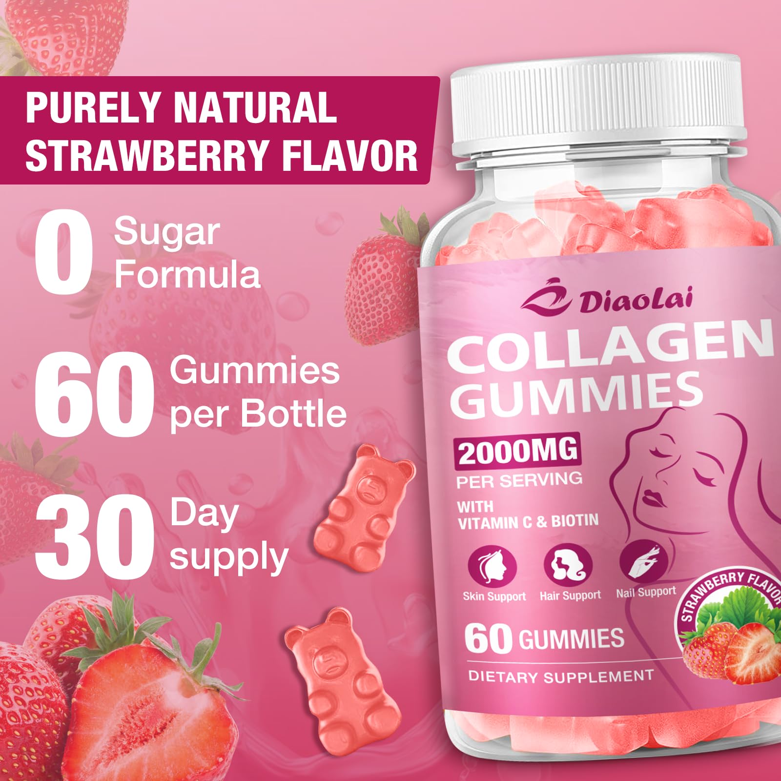 Serving size of two gummies for daily collagen intake