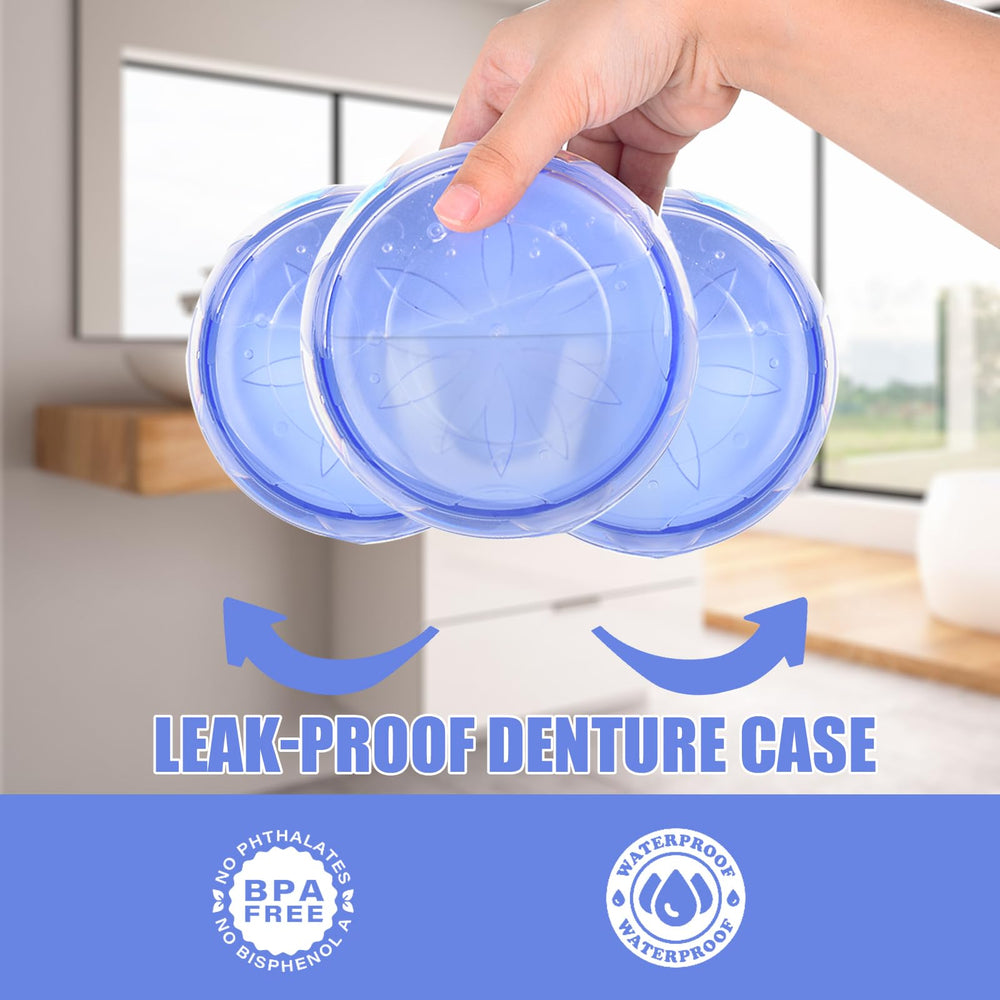 Interior compartments for tools in purple denture box