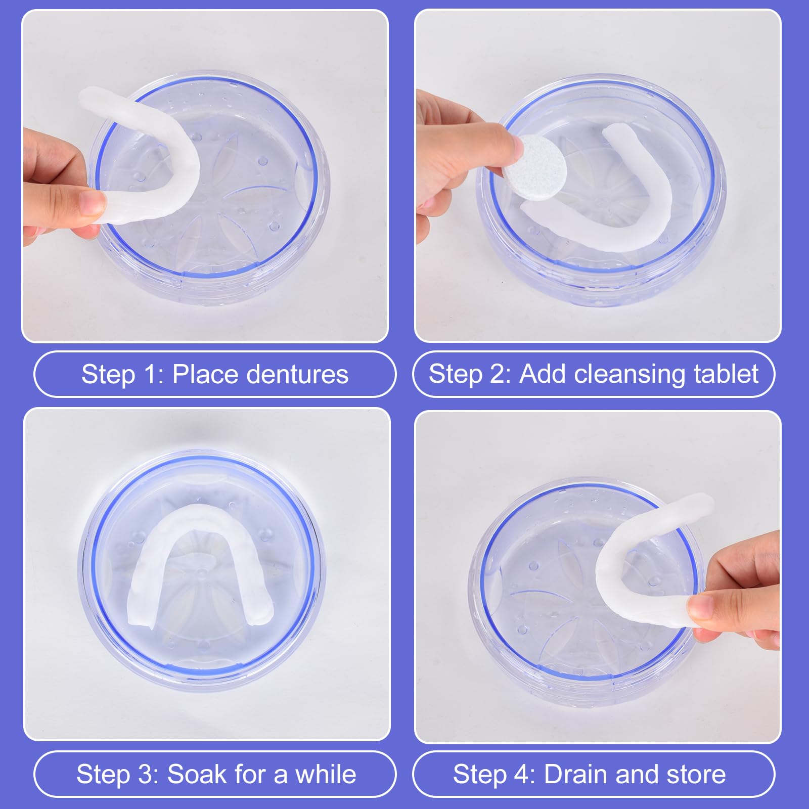 Inside view showing mirror in purple denture box