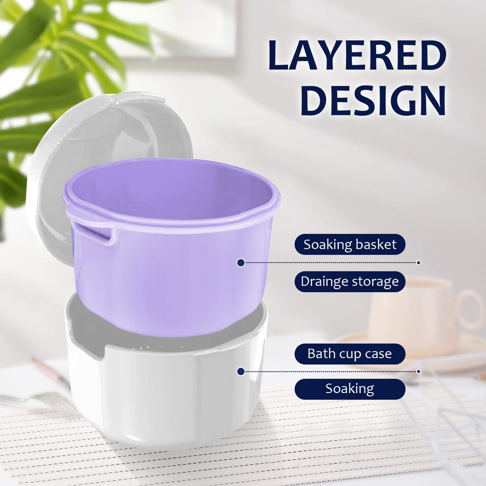 Pair of denture cups for soaking dentures