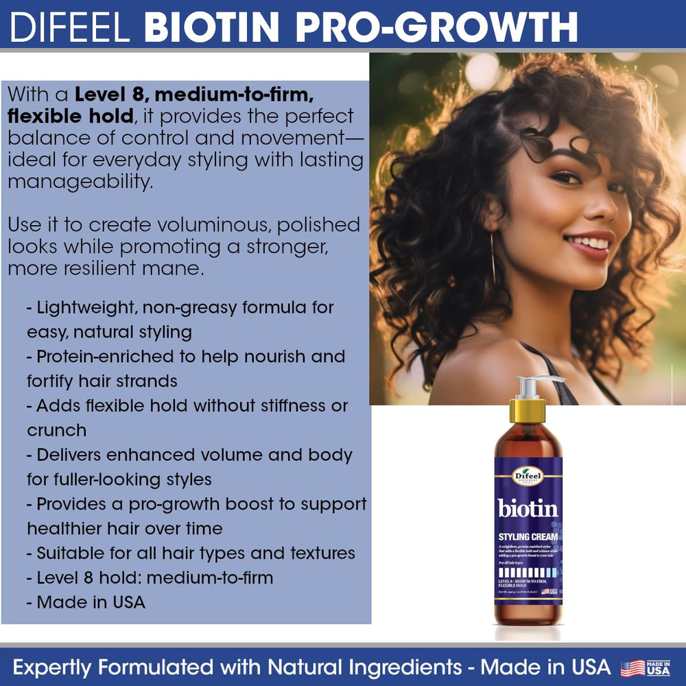 Difeel Biotin Styling Cream provides flexible hold for everyday looks.