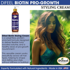 Difeel Biotin Styling Cream defines hair with natural movement.