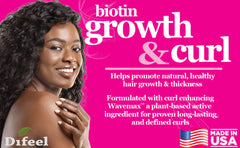 Difeel curl care oil application on curly hair for shine.