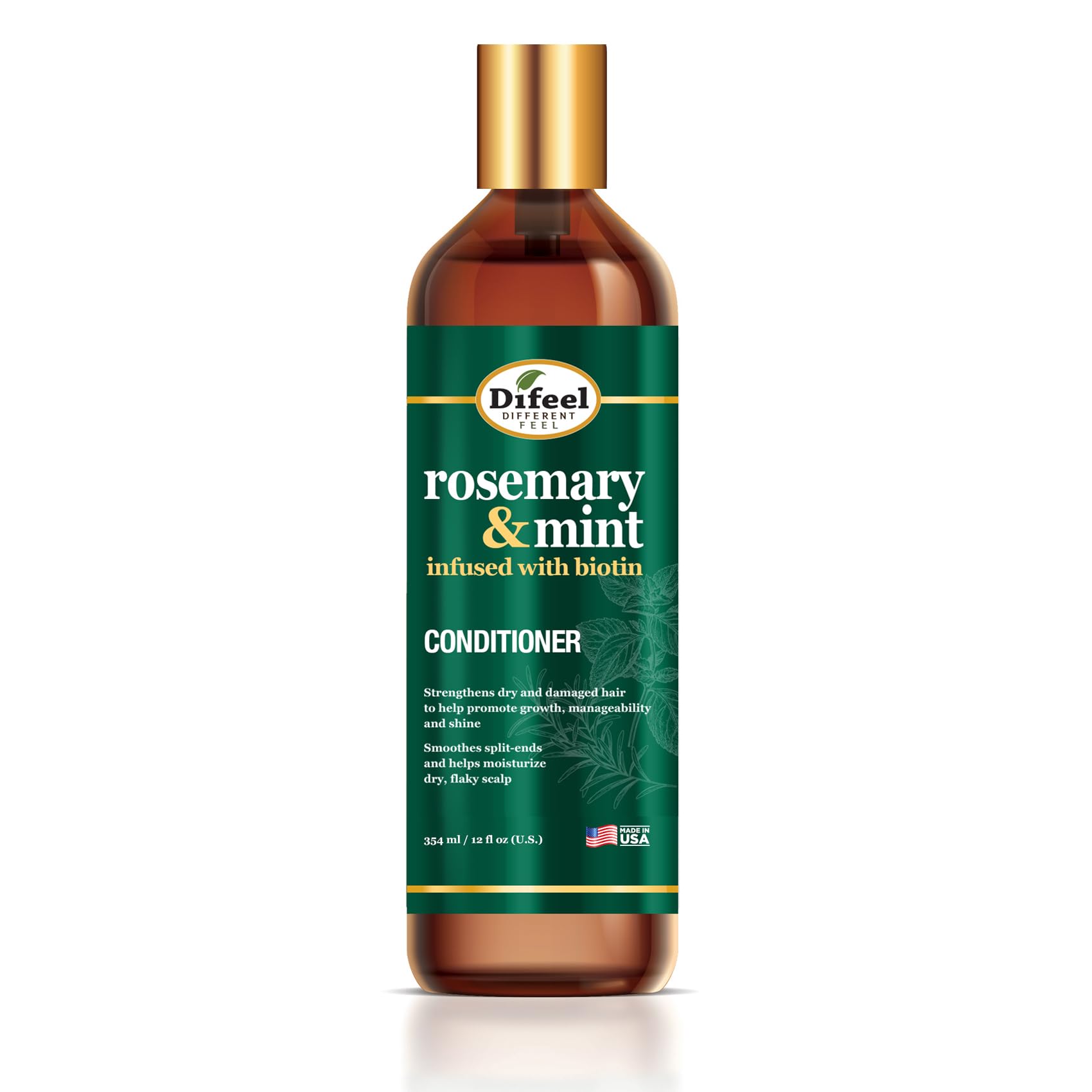 Difeel Elevated Rosemary Mint Conditioner bottle on shelf offering nourishing daily care.