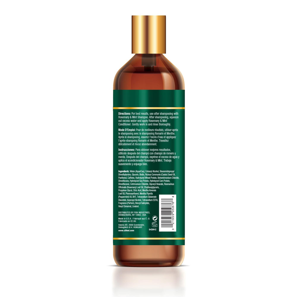 Difeel Elevated Rosemary Mint Conditioner pump in hand shows convenient dispensing for easy use.