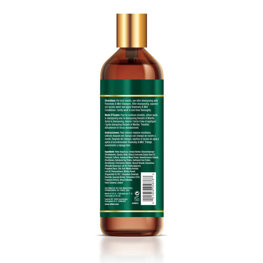 Difeel Elevated Rosemary Mint Conditioner pump in hand shows convenient dispensing for easy use.