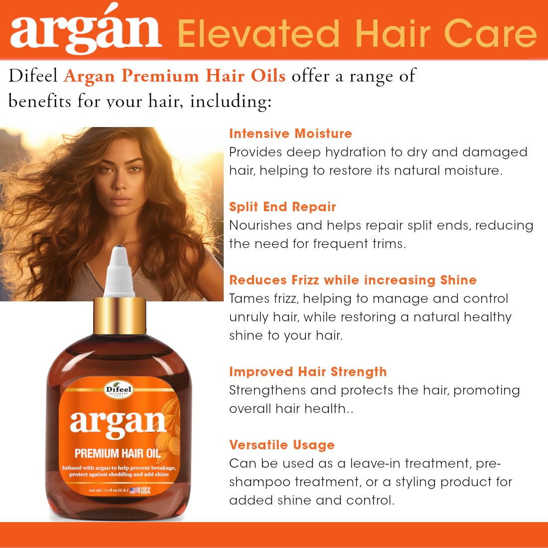 Smoothing results on hair after applying Difeel Argan Hair Oil