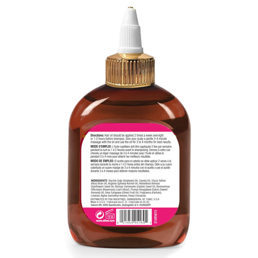 Difeel Rice Water Hair Oil being applied to scalp for nourishment and growth.